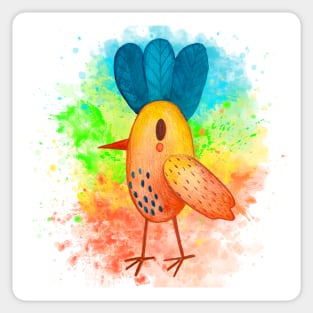 Watercolor bird with a splash of paint Sticker